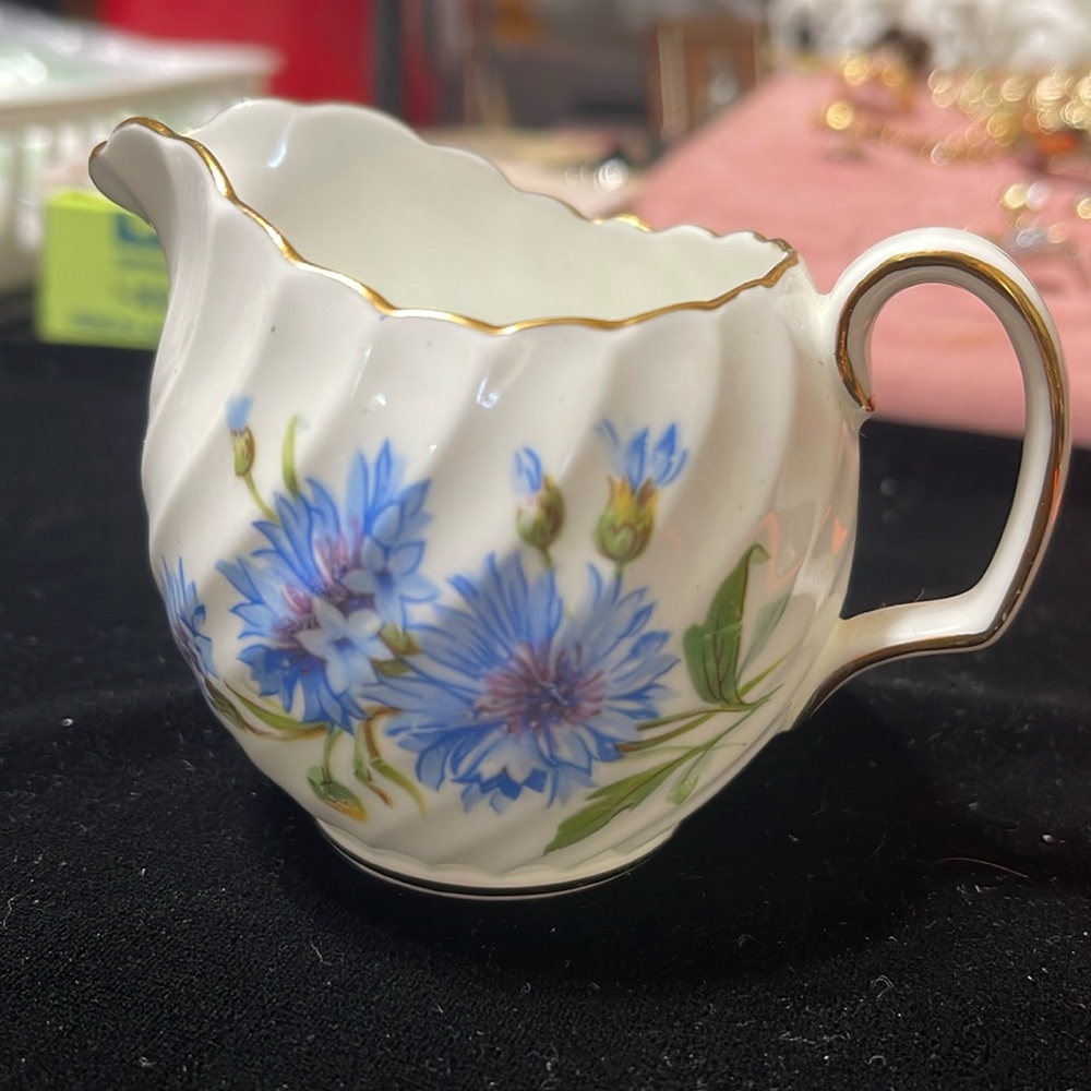 Vtg Adderley Fine Bone China Sm Floral Hand Painted Gold Trim Creamer, England